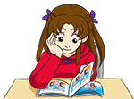 small image of Andrea reading comics